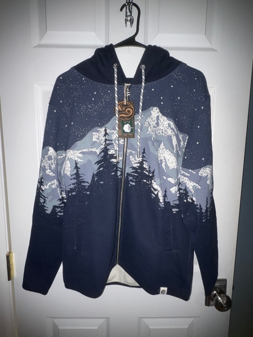 Happy Earth Cascadian Night Zip Hoodie Sz S